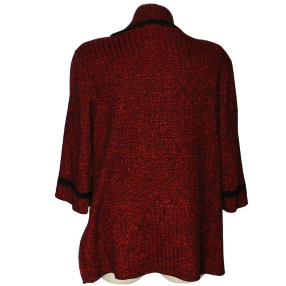 Ming Wang $270 52324 Dub Red & Black Ribbed Knit Open Cardigan Sz 0X NWT ! - Picture 4 of 5
